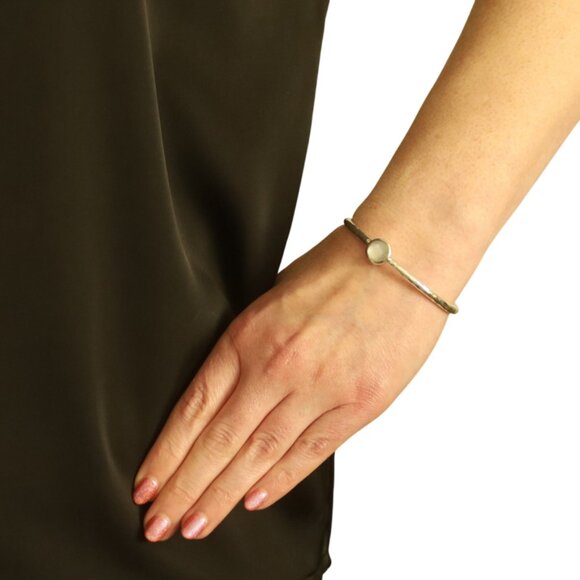 Ippolita Quartz over Mother of Pearl Station Bangle Bracelet 7" - Sterling 925 - Picture 2 of 6